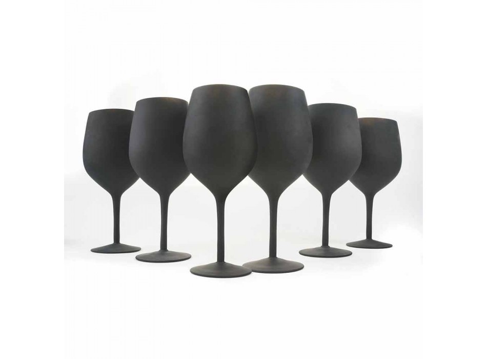 Röda eller vita vinkoppar i svart glas Fullservice 12 stycken - Oronero Viadurini