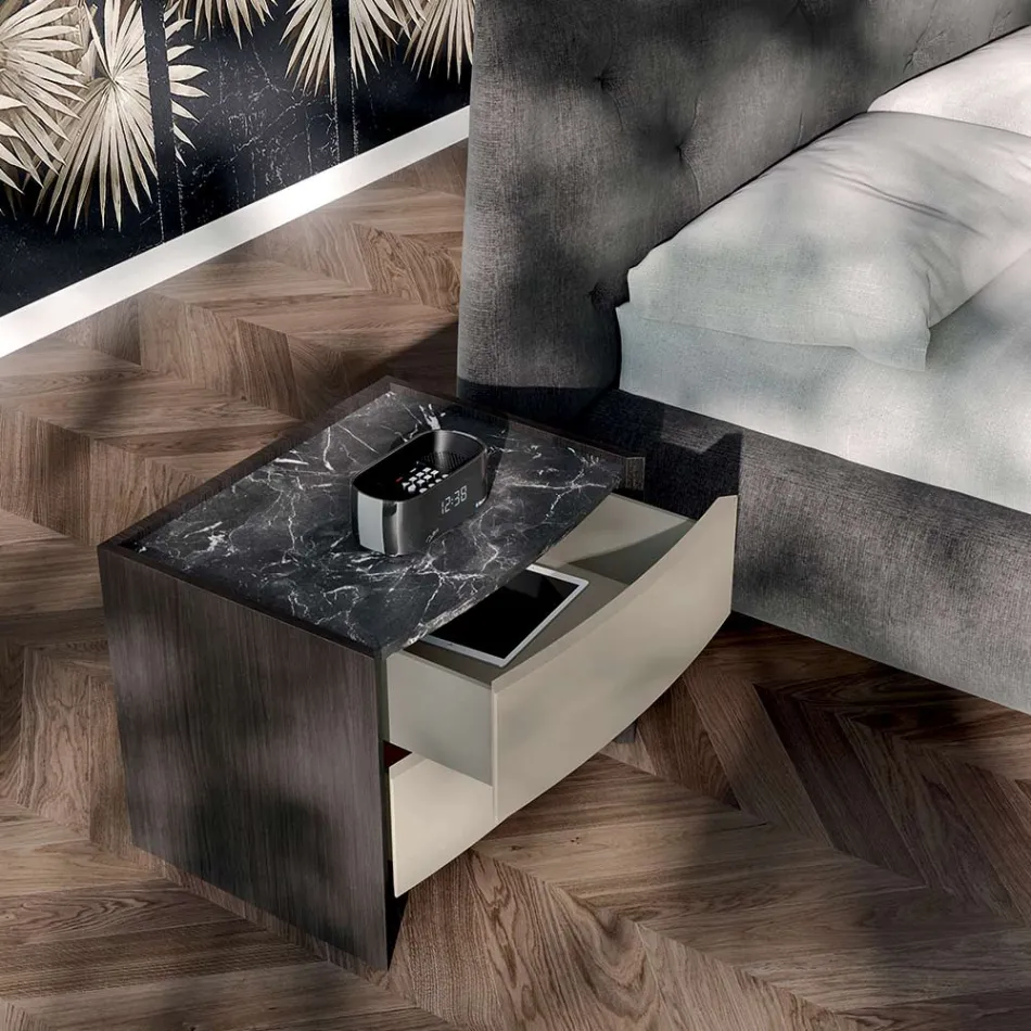 Modern stil 4 -element sovrum tillverkad i Italien - Calimero Viadurini