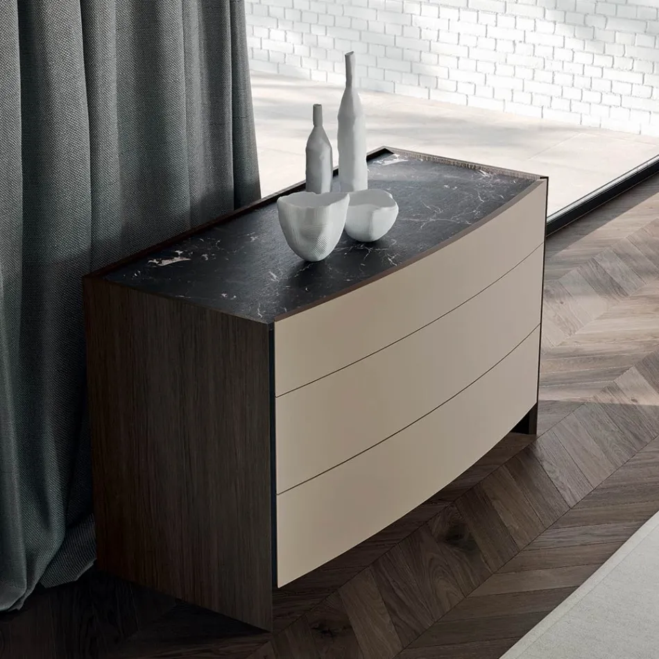 Modern stil 4 -element sovrum tillverkad i Italien - Calimero Viadurini