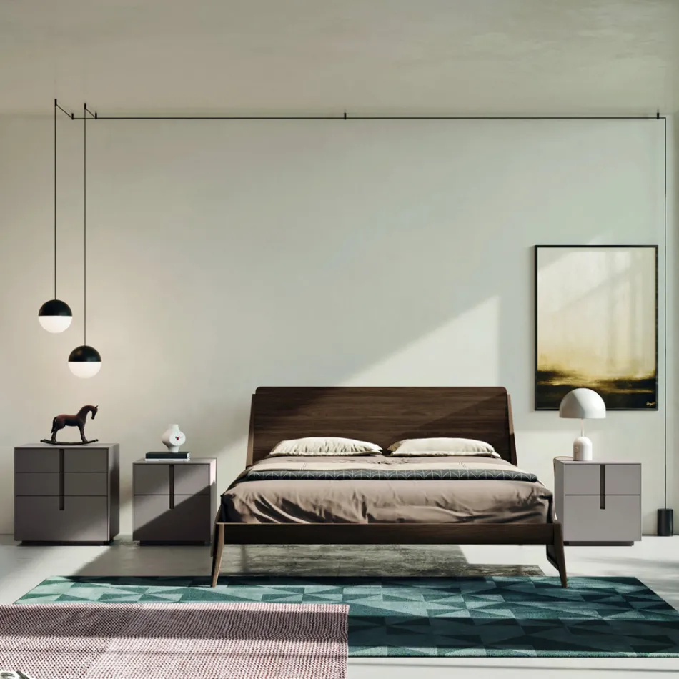 Komplett sovrum med 5 element i modern stil Made in Italy - Savanna Viadurini