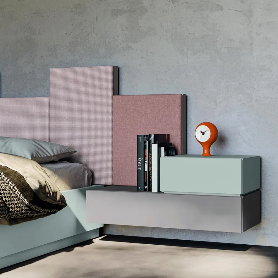 Komplett sovrum med 5 element tillverkade i Italien hög kvalitet - kvarts Viadurini