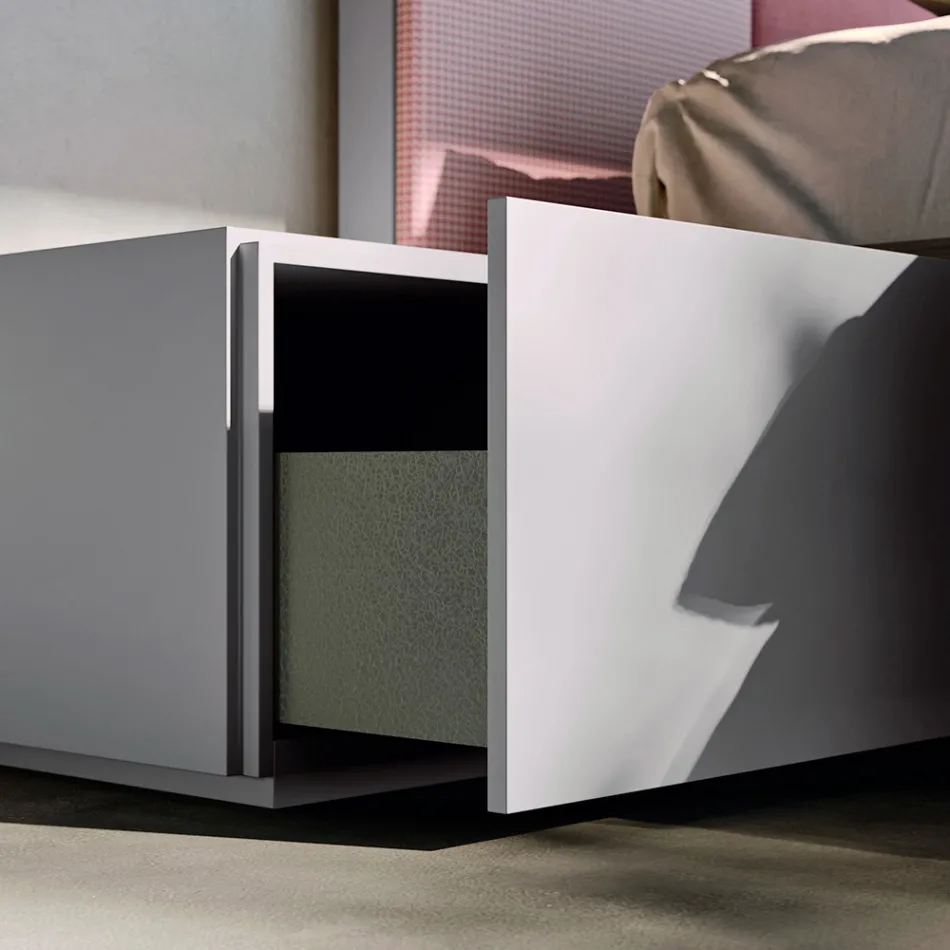 Komplett sovrum med 5 element tillverkade i Italien hög kvalitet - kvarts Viadurini