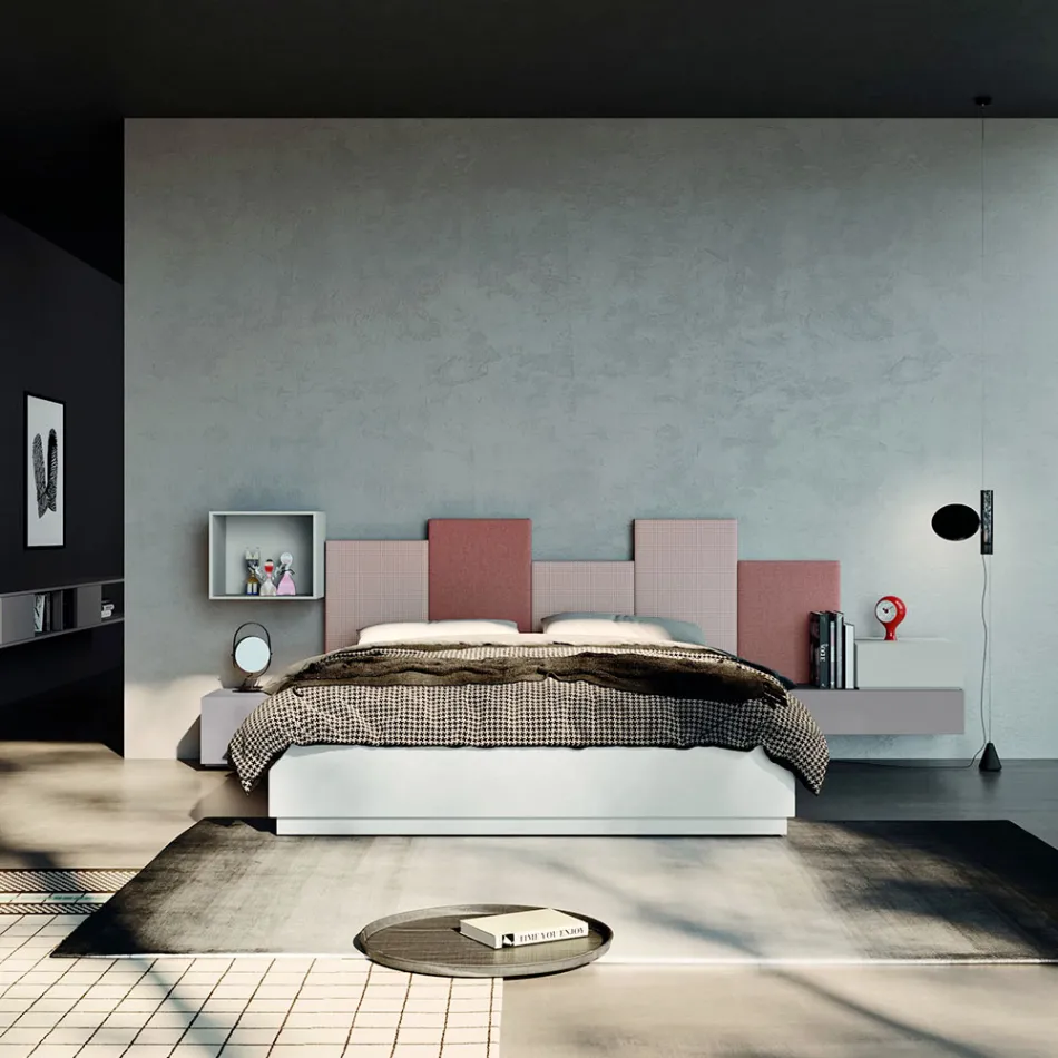 Komplett sovrum med 5 element tillverkade i Italien hög kvalitet - kvarts Viadurini