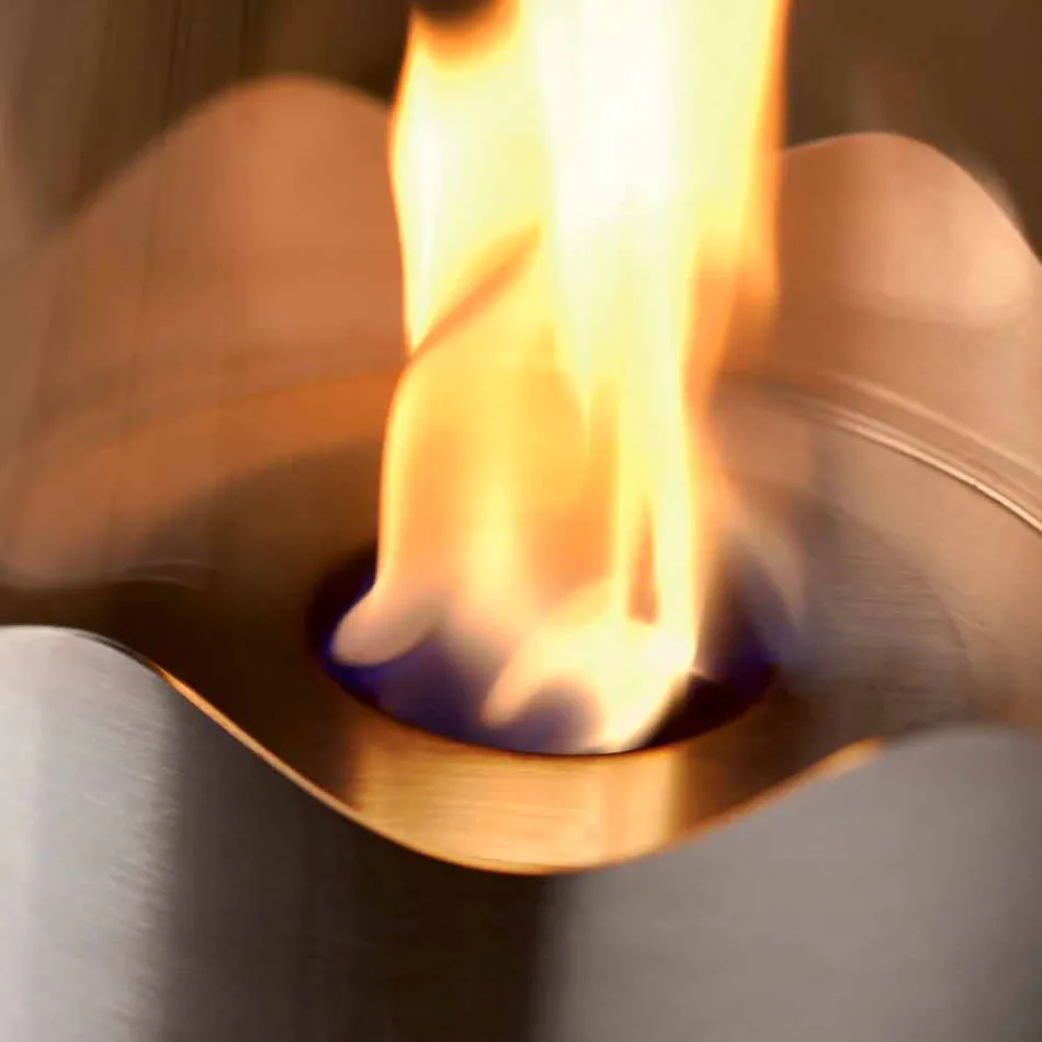 Öppen spis Bioetanol av rostfritt stål och glas bord Leon, tillverkad i Italien Viadurini