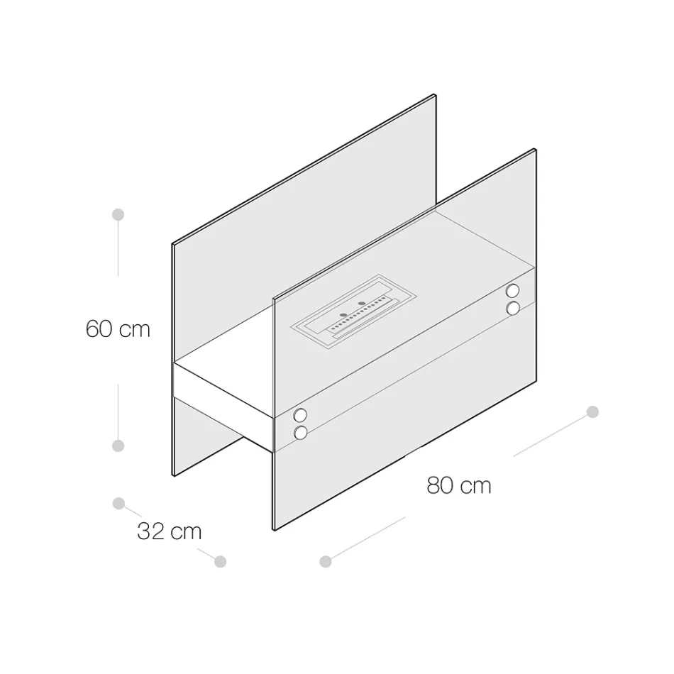 Bioetanol Golvkamin i vit metall och härdat glas - Timon Viadurini