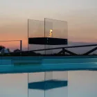 Bioetanol Golvkamin i svart metall och härdat glas - Violante Viadurini