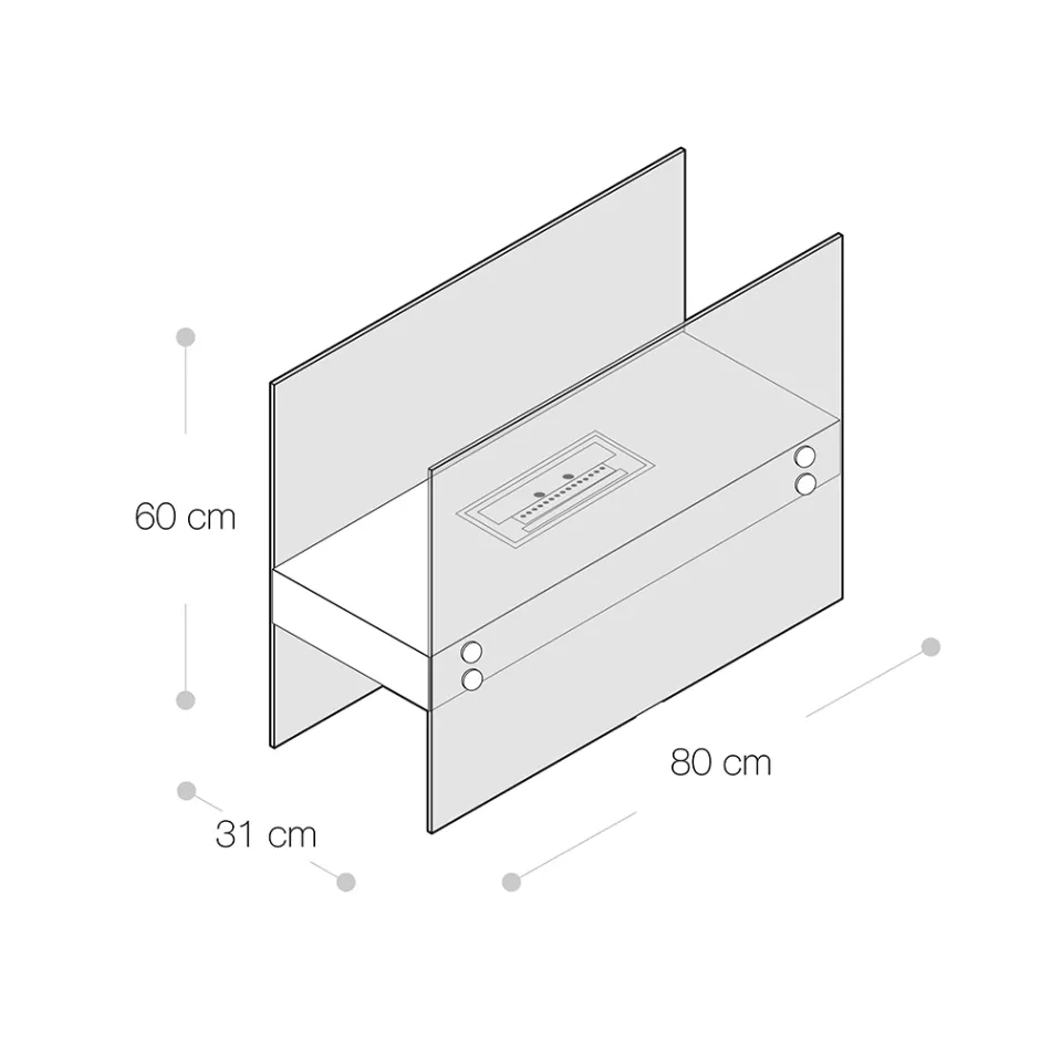 Bioetanol Golvkamin i svart metall och härdat glas - Violante Viadurini