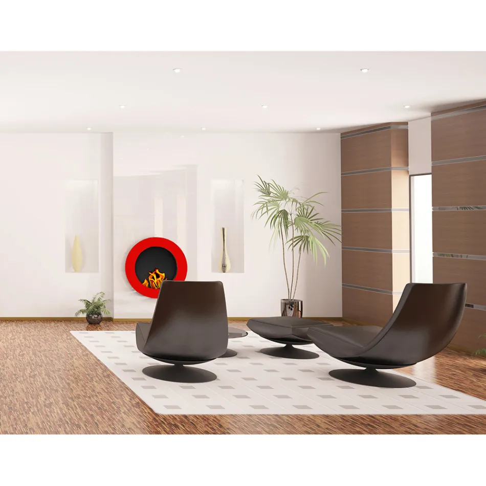 Rund design vägg bioetanol spis i målat stål - Trenton Viadurini