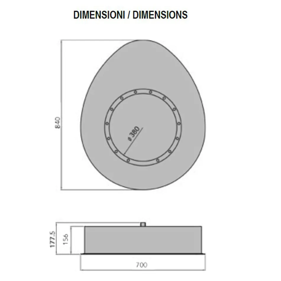 Vägg Bioethanol spis i oval design målat stål - Guiscard Viadurini