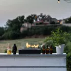 Bord Bioetanol Öppen spis i härdat glas och svart metall - Fiandre Viadurini