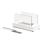 Bordsskiva bioetanol öppen spis i härdat glas och metall - Silver Viadurini