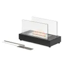 Bordsskiva bioetanol öppen spis i härdat glas och metall - Silver Viadurini