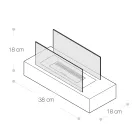 Bordsskiva bioetanol öppen spis i härdat glas och metall - Silver Viadurini