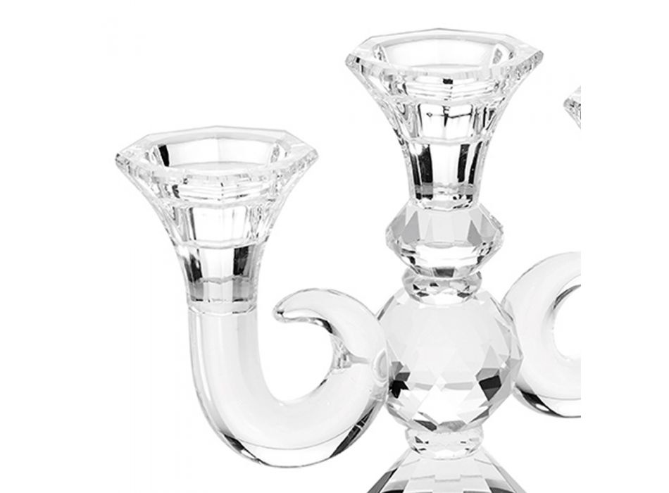 3 -Flame Crystal Candelabra Luxury Design Made in Italy - Genoveffa Viadurini