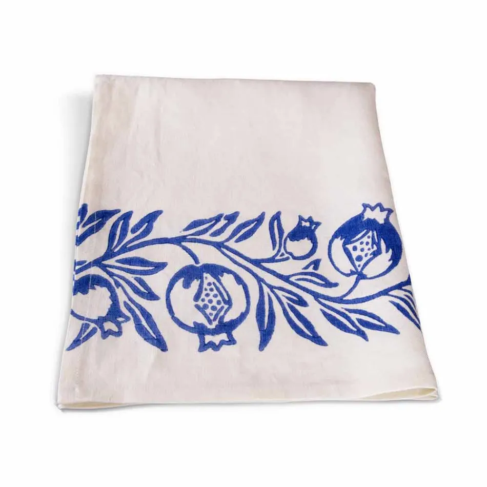 Linne duk av italiensk hantverk med handtryckt design - varumärken Viadurini