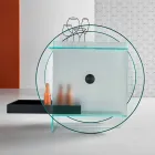 Barvagn i extra klart glas med hjul och utdragbart fack - Pigolo Viadurini