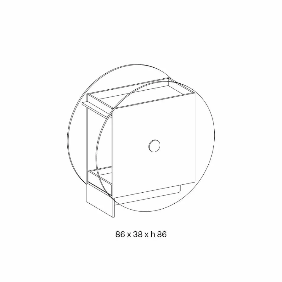 Barvagn i extra klart glas med hjul och utdragbart fack - Pigolo Viadurini