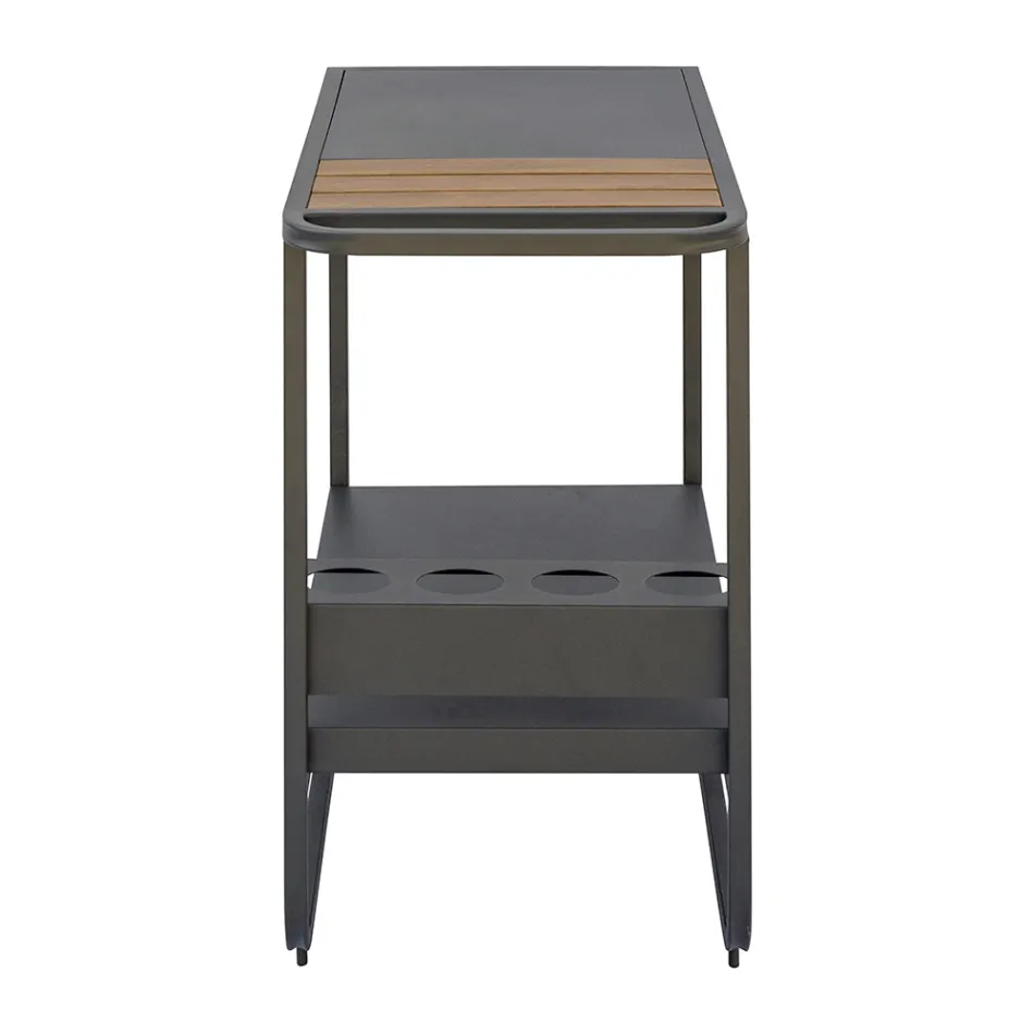 Utomhusvagn i aluminium och hartsträ med hjul - Virel Viadurini