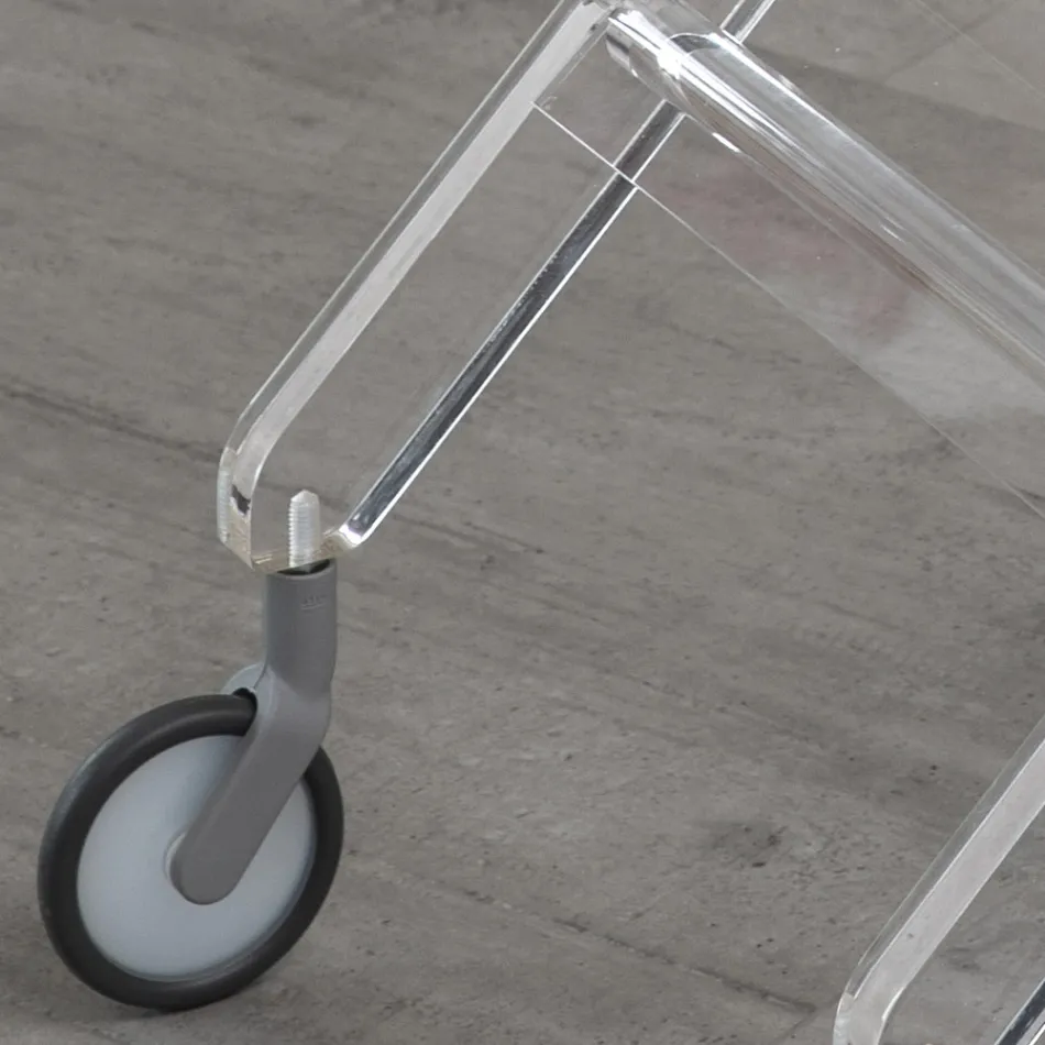 Fällbar vagn i transparent akrylkristall 2 brickor - Aristocles Viadurini