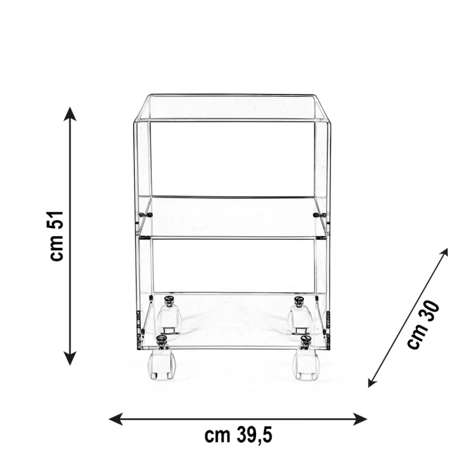 Objektvagn med plexiglashjul Tillverkad i Italien - Rudolf Viadurini