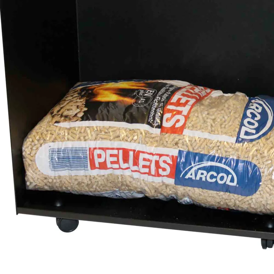 Metall pelletspåsehållarevagn med hjul Tillverkad i Italien - Pinguino Viadurini