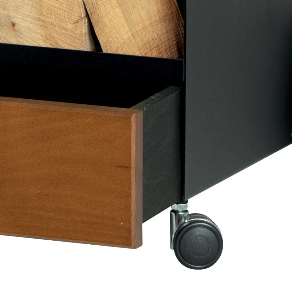 Trävagn med låda och hjul Made in Italy - Alpaca Viadurini