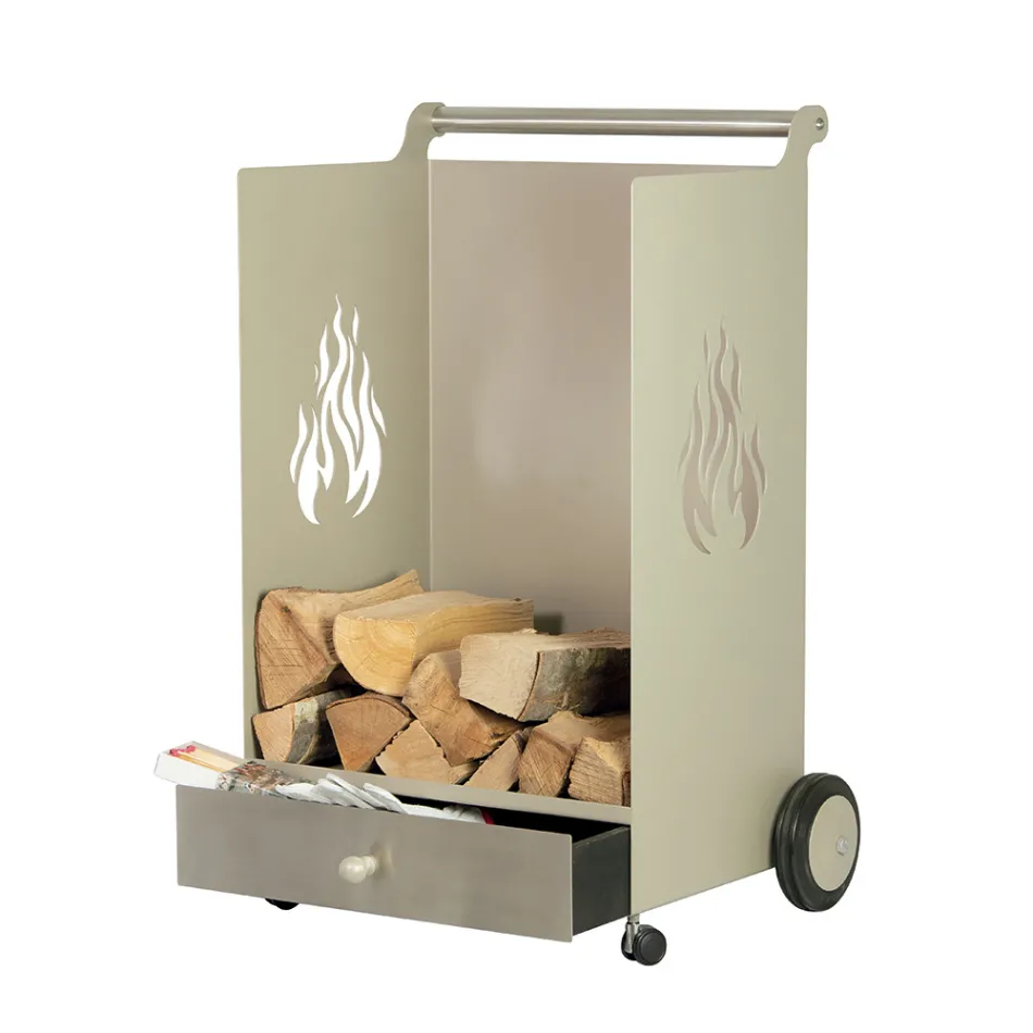 Trävagn med låda och hjul Made in Italy - Alpaca Viadurini