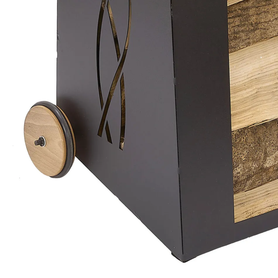 Vedvagn inomhus Svartmålad järn Tillverkad i Italien - Chloe Viadurini