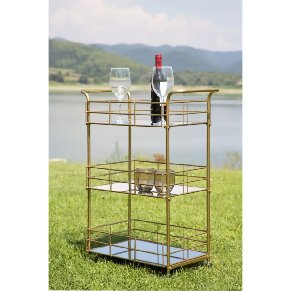 Matvagn med järnstruktur guldfinish - Viviana Viadurini