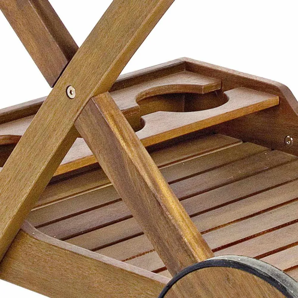 Trädgårdsmatvagn i Design Acacia Wood - Roxen Viadurini