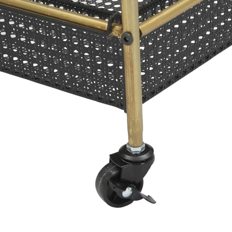 Iron Food Trolley med struktur i guldfinish - elegant Viadurini