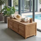 Trädgårdskista tillverkad av naturlig teak - Läder Viadurini