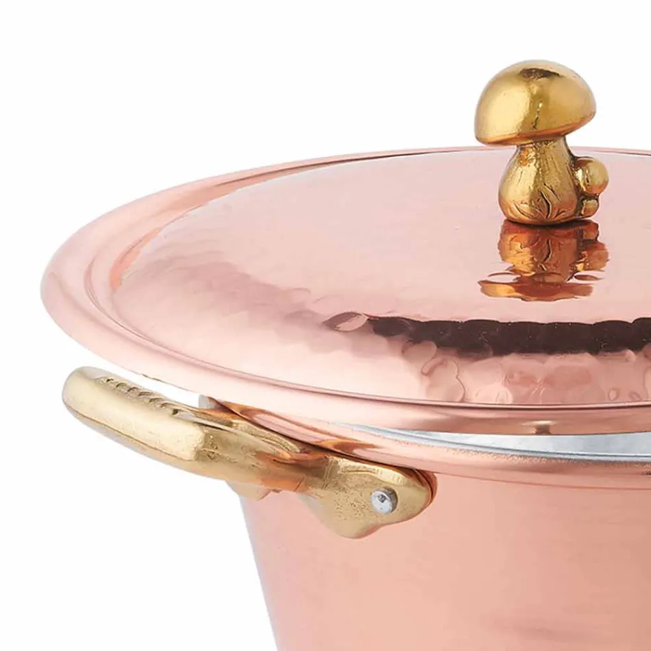 Handtinnad konisk ugnsgryta och lock 24 cm - Marialuna Viadurini