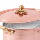 Oval gryta med koppar för ugn och lock 27x20 cm - Mariag Viadurini
