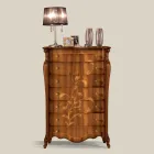 Byrå med 7 lådor i inlagt valnötsträ Tillverkad i Italien - Commodus Viadurini