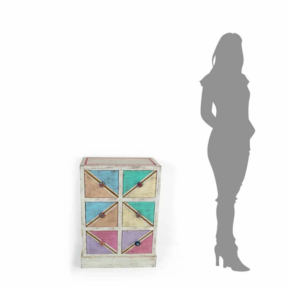 Handgjorda byrå med färgade lådor tillverkade i Italien - Brighella Viadurini