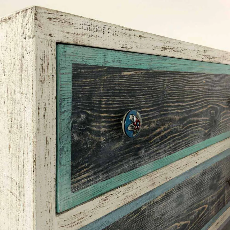 Hantverk byrå i gran med 3 lådor tillverkad i Italien - apa Viadurini