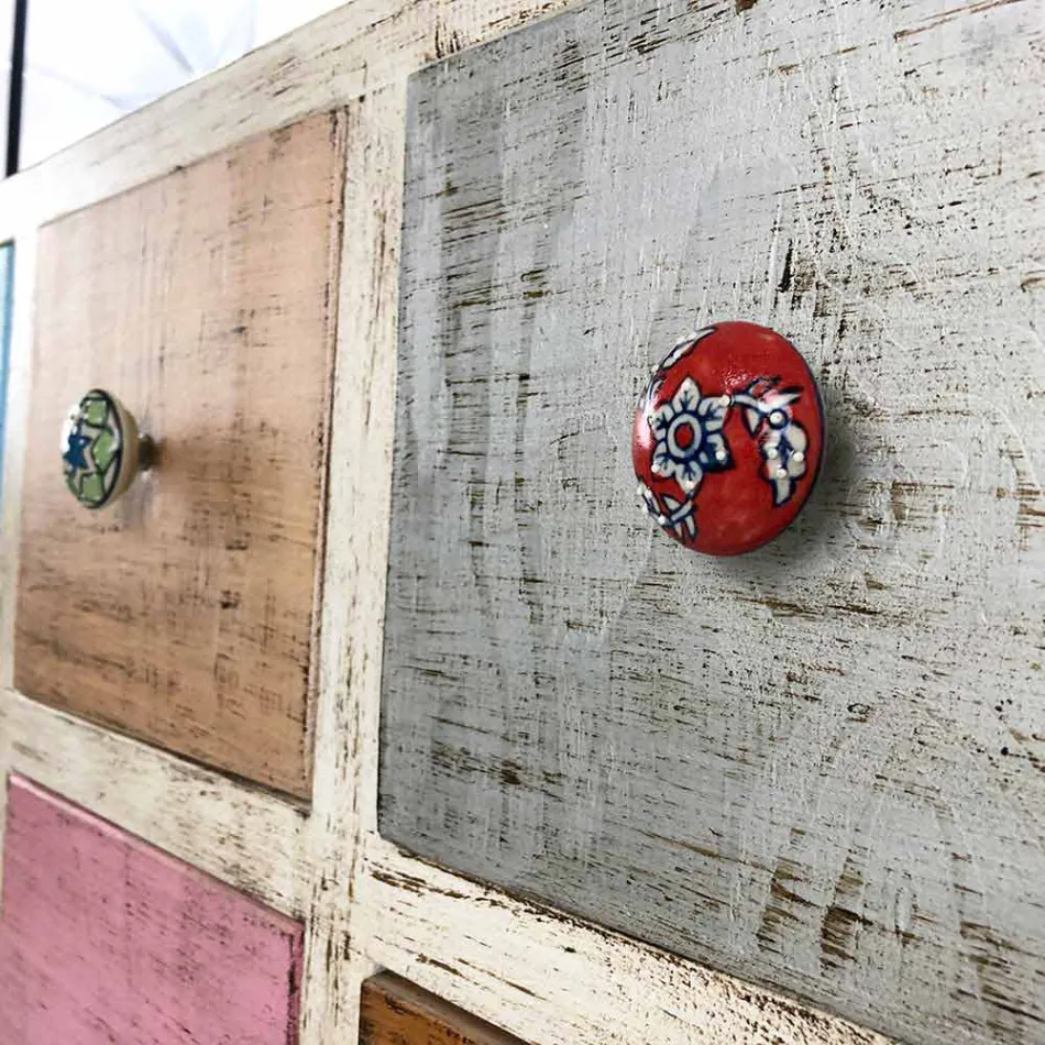 Hantverk byrå i massivt trä med 9 lådor tillverkad i Italien - Pierrot Viadurini