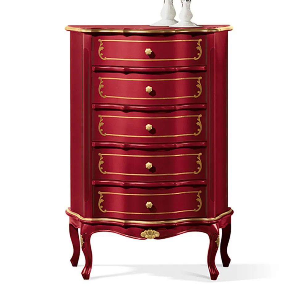 Sovrumsbyrå med 5 klassiska trälådor Tillverkad i Italien - Leonor Viadurini