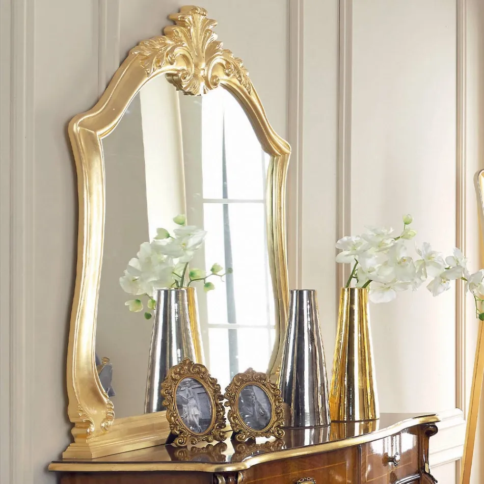 Sovrumsbyrå i inlagt trä och spegel Tillverkad i Italien - Cambrige Viadurini