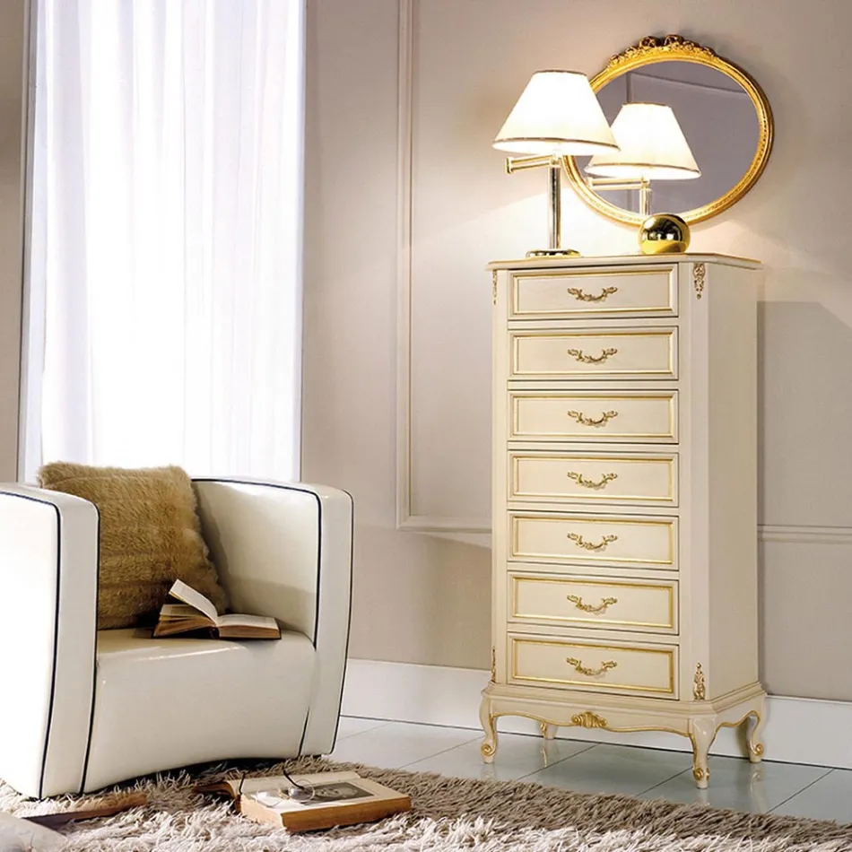 Klassisk stil träbyrå med 7 eller 5 lådor tillverkad i Italien - Richard Viadurini