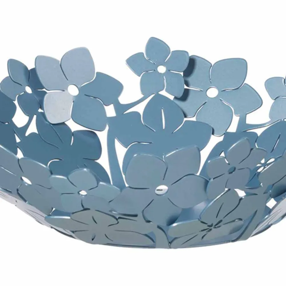 Mittstycke med blommor i lerjärn, vitt eller blått - Marken Viadurini