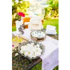 Mittstycke med blommor i lerjärn, vitt eller blått - Marken Viadurini