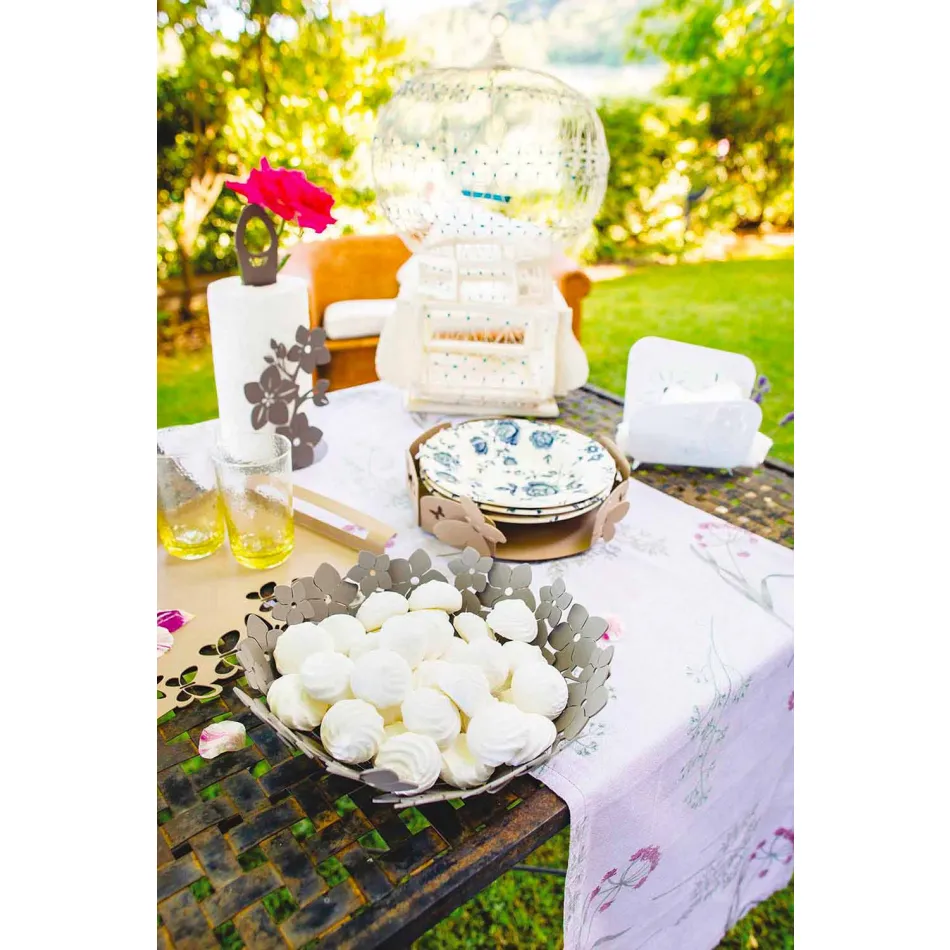 Mittstycke med blommor i lerjärn, vitt eller blått - Marken Viadurini