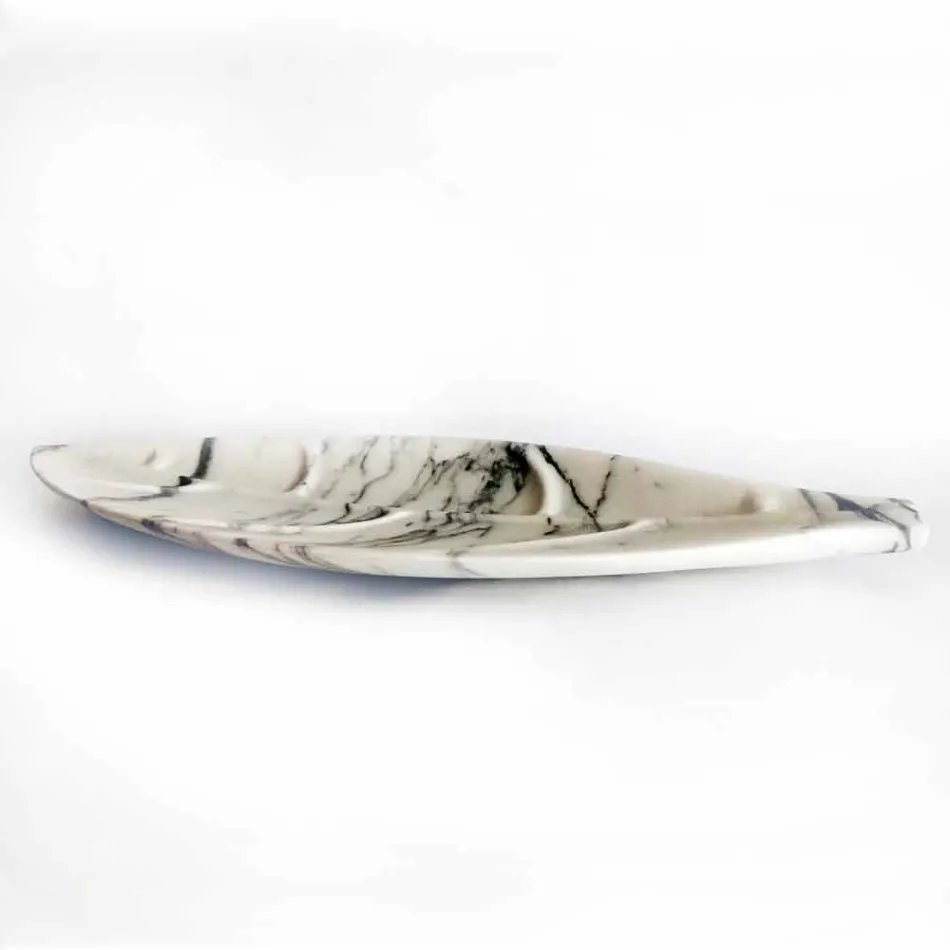 Mittpunkt i Arabescato-marmor med bladform tillverkad i Italien - Treviso Viadurini