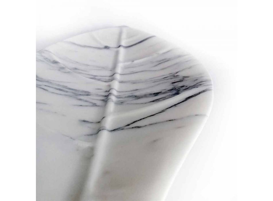 Mittpunkt i Arabescato-marmor med bladform tillverkad i Italien - Treviso Viadurini