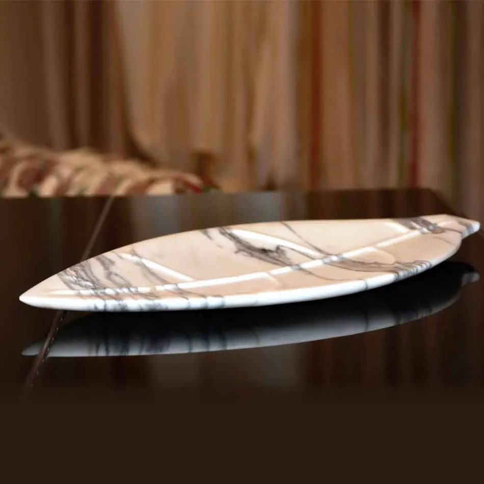 Mittpunkt i Arabescato-marmor med bladform tillverkad i Italien - Treviso Viadurini