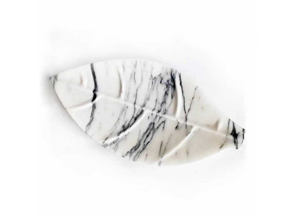 Mittpunkt i Arabescato-marmor med bladform tillverkad i Italien - Treviso Viadurini