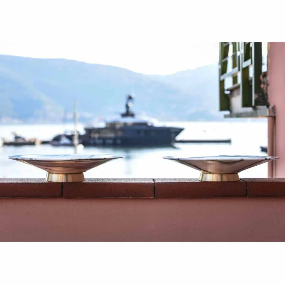 Mittpunkt i Brezza della Versilia marmor och metall tillverkad i Italien - Amabile Viadurini