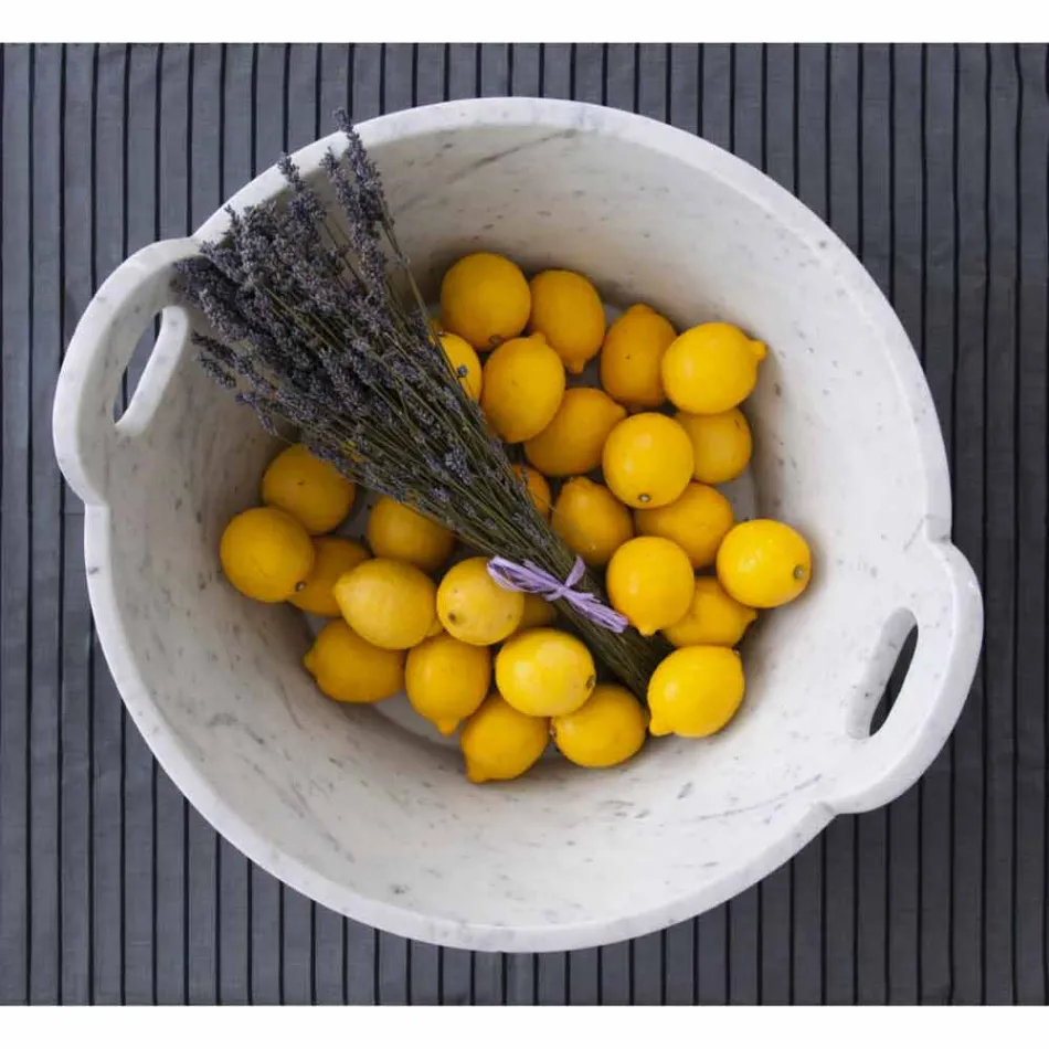 Korg i vit Carrara-marmor av italiensk lyxig design - Tinozzo Viadurini